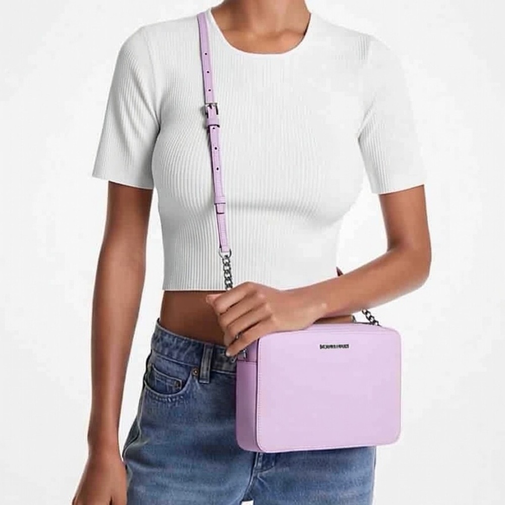 Michael Kors Jet Set Large Saffiano Leather Crossbody — Pale Lilac